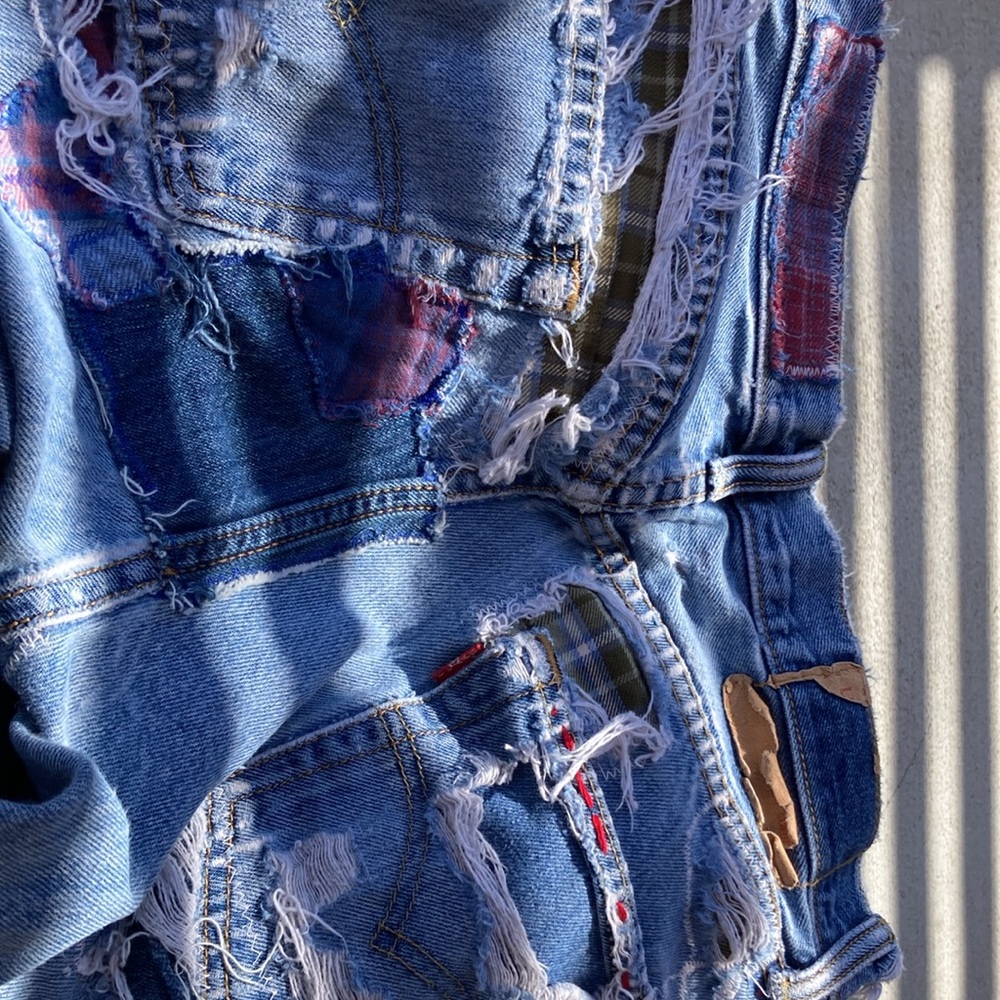 501 Jeans Upcycled Patched Thrashed 29 x 34 - Picture 8 of 14